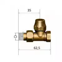 Robinet Volant petit droit - vieilli pour radiateur