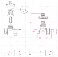 Robinet Marguerite thermostatique droit - Laiton vieilli